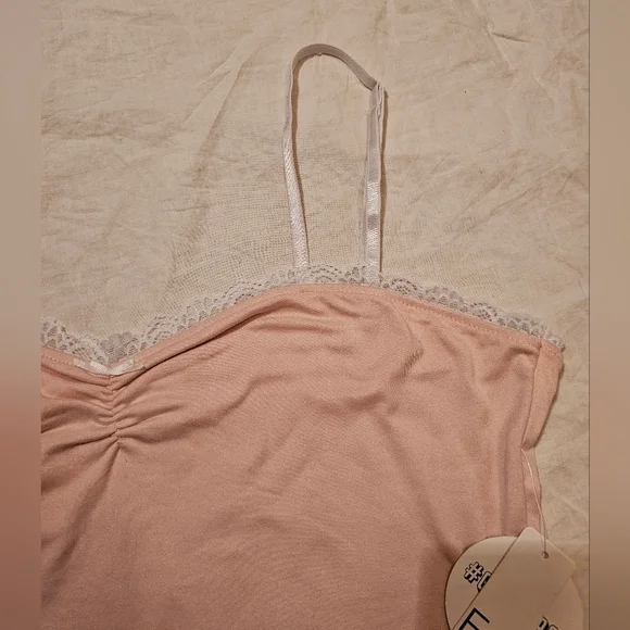 Faded Rose Pink Lace Trim Women's Cami Top XL - Picture 3 of 9